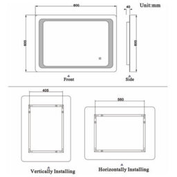 Probaty Bathrooms Probaty 80X60Cm Bathroom Mirror With Led Illuminated, Antifog Vanity Backlit,touch Switch Rectangle Smart Wall Mirror - thumbnail 3