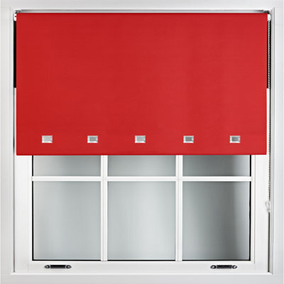 Furnished Blackout Roller Blinds With Square Eyelets And Metal Fittings- Red Trimmable (W)170Cm (L)210Cm - image 1