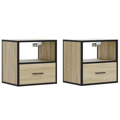 Berkfield Durable Wall-Mounted Bedside Cabinets 2 Pcs Sonoma Oak 40X31X39.5 Cm