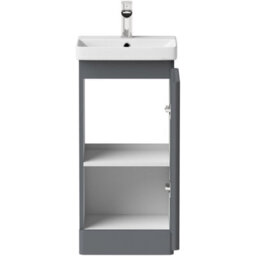 Affine Bathroom Cloakroom Vanity Unit Wash Basin Cabinet Cupboard Storage Grey 400mm - thumbnail 5