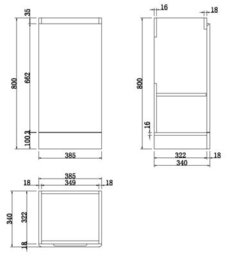 Affine Bathroom Cloakroom Vanity Unit Wash Basin Cabinet Cupboard Storage Grey 400mm - thumbnail 6