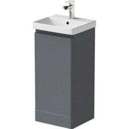 Affine Bathroom Cloakroom Vanity Unit Wash Basin Cabinet Cupboard Storage Grey 400mm - thumbnail 4