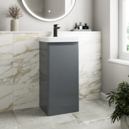 Aveli Bathroom Cloakroom Vanity Unit Wash Basin Cabinet Cupboard Storage Grey 400mm