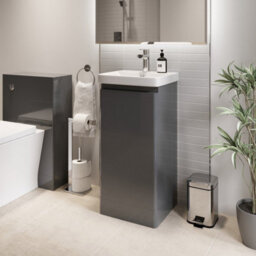 Affine Bathroom Cloakroom Vanity Unit Wash Basin Cabinet Cupboard Storage Grey 400mm - thumbnail 2