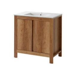 Impact Furniture Bathroom Freestanding Vanity Unit 800mm Sink Cabinet With Basin Oak Effect Floor Storage Classic - thumbnail 5