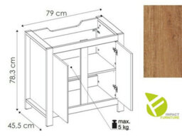 Impact Furniture Bathroom Freestanding Vanity Unit 800mm Sink Cabinet With Basin Oak Effect Floor Storage Classic - thumbnail 8