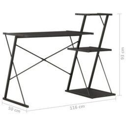 Berkfield Desk With Shelf Black 116X50X93 Cm - thumbnail 7