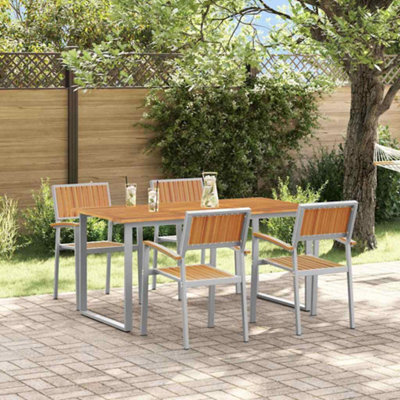Berkfield Garden Dining Set 5 Pcs Grey And Brown 160 X 80 X 75 Cm - image 1