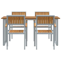 Berkfield Garden Dining Set 5 Pcs Grey And Brown 160 X 80 X 75 Cm - thumbnail 7