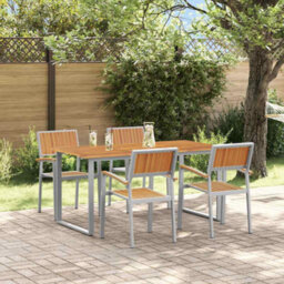 Berkfield Garden Dining Set 5 Pcs Grey And Brown 160 X 80 X 75 Cm