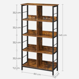 Songmics Bookcase, Bookshelf, Ladder Shelf 4-Tier, Display Storage Rack Shelf, For Office, Living Room, Bedroom, 80 X 33 X 149 Cm - thumbnail 8