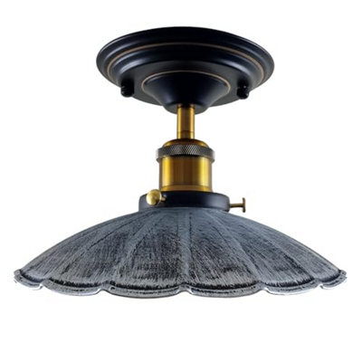 Industrial-Semi Flush Mount Ceiling Light With Metal E27 Lampshade 22Cm For Bedroom Living Room Hallway And Kitchen - image 1