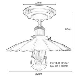 Industrial-Semi Flush Mount Ceiling Light With Metal E27 Lampshade 22Cm For Bedroom Living Room Hallway And Kitchen - thumbnail 4