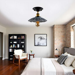 Industrial-Semi Flush Mount Ceiling Light With Metal E27 Lampshade 22Cm For Bedroom Living Room Hallway And Kitchen - thumbnail 5
