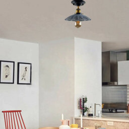 Industrial-Semi Flush Mount Ceiling Light With Metal E27 Lampshade 22Cm For Bedroom Living Room Hallway And Kitchen - thumbnail 6
