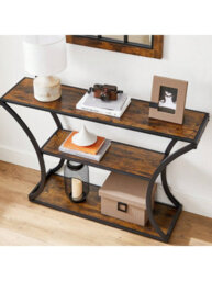 Songmics Vasagle Console Table, Entrance Table, Curved Legs, Extended Table Top, For Living Room, Hallway, Bedroom, Industrial Style - thumbnail 1