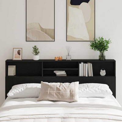 Walplus Headboard Cabinet Black Oak 200 X 19 X 103.5 Cm Engineered Wood - image 1