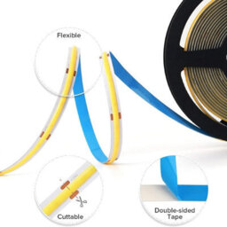 1M Natural White 12V Cob Led Strip Lights With 300 Leds/m 10W/m 1100Lm/m Cri 90-92 4000K Ultra Bright & Energy Efficient Lighting - thumbnail 2