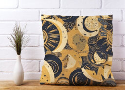 Warren Reed Designer Blue Gold Moon And Sun Cushions 45Cm X 45Cm - thumbnail 2