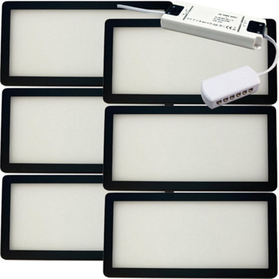 6-Pack Ultra-Slim Matt Black Under Cabinet Kitchen Led Lights With Driver - Warm White Glow - image 1