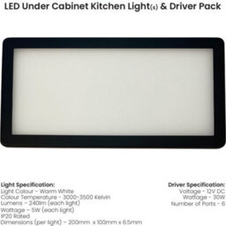 6-Pack Ultra-Slim Matt Black Under Cabinet Kitchen Led Lights With Driver - Warm White Glow - thumbnail 2