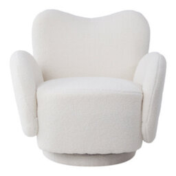 Thehotsale 360-Degree Upholstered Teddy Fleece Swivel Chair For Living Room,bedroom,off-White - thumbnail 3