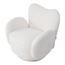 Thehotsale 360-Degree Upholstered Teddy Fleece Swivel Chair For Living Room,bedroom,off-White - thumbnail 4