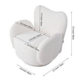 Thehotsale 360-Degree Upholstered Teddy Fleece Swivel Chair For Living Room,bedroom,off-White - thumbnail 7