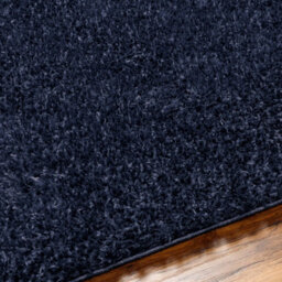 Livabliss Round Moda Shaggy-Solid Color Dark Blue Plush Soft Pile Living Bedroom Rug 120 X 120 Cm Easy Care, Non Shedding - thumbnail 3