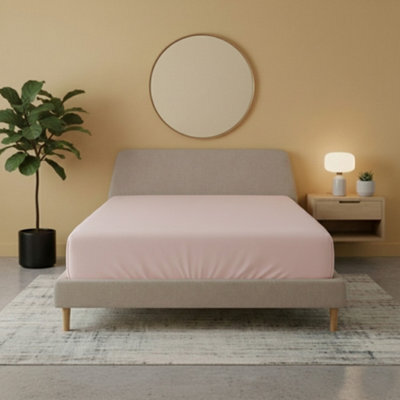 Flannelette Fitted Sheet Soft Brushed Cotton Bedding Warmth Comfort Pink - image 1