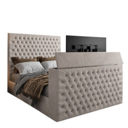 Capella Upholstered Soft Velvet  Pebble Tv Bed Frame - thumbnail 4
