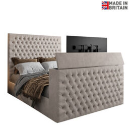 Capella Upholstered Soft Velvet  Pebble Tv Bed Frame - thumbnail 5