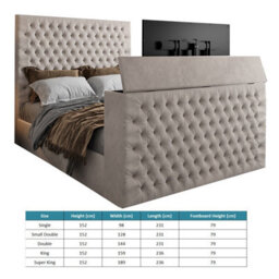 Capella Upholstered Soft Velvet  Pebble Tv Bed Frame - thumbnail 6