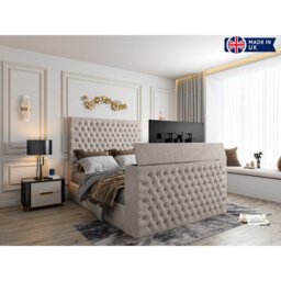Capella Upholstered Soft Velvet  Pebble Tv Bed Frame - thumbnail 7