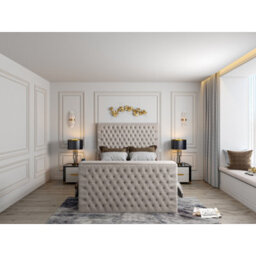 Capella Upholstered Soft Velvet  Pebble Tv Bed Frame - thumbnail 2