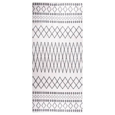 Berkfield Rug Washable 80X300 Cm Black And White Anti Slip