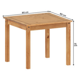 Mercers Furniture Corona Rio Dining Table & 2 Chairs Square Small Dining Set Solid Wood Mexican Pine Wooden - thumbnail 8