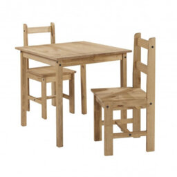 Mercers Furniture Corona Rio Dining Table & 2 Chairs Square Small Dining Set Solid Wood Mexican Pine Wooden