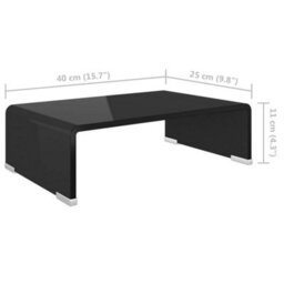 Berkfield Tv Stand/monitor Riser Glass Black 40X25X11 Cm - thumbnail 6