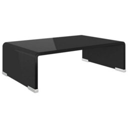 Berkfield Tv Stand/monitor Riser Glass Black 40X25X11 Cm - thumbnail 2