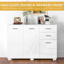 Modern Sideboard, Storage Cabinet, Accent Cupboard White - thumbnail 4