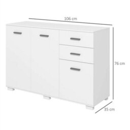 Modern Sideboard, Storage Cabinet, Accent Cupboard White - thumbnail 2