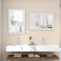 Gainoom 106X71 Cm White Farmhouse Wall Mirror Wood Vanity Wall Mirror - thumbnail 3