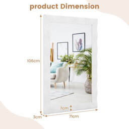 Gainoom 106X71 Cm White Farmhouse Wall Mirror Wood Vanity Wall Mirror - thumbnail 2