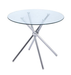 Hallowood Furniture Cullompton Small Round Glass Dining Table (0.9M) With Glass Top And Stainless Steel Legs - thumbnail 8