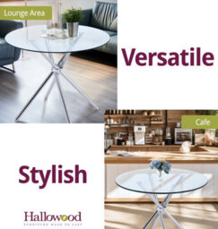 Hallowood Furniture Cullompton Small Round Glass Dining Table (0.9M) With Glass Top And Stainless Steel Legs - thumbnail 5