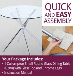 Hallowood Furniture Cullompton Small Round Glass Dining Table (0.9M) With Glass Top And Stainless Steel Legs - thumbnail 7