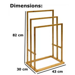Bamboo Wooden 3-Tier Towel Rail Holder Cloth Drying Stand - thumbnail 2