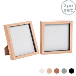 "Nicola Spring 8 X 8"" Photo Frames - Light Wood - 3D Photo Frame Picture Frame Box Portrait Display Case (22.5 X 22.5Cm) Set Of 2" - thumbnail 1