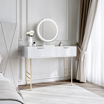 CARME Home Esme White Dressing Table With Lillia Led Mirror-White - image 1